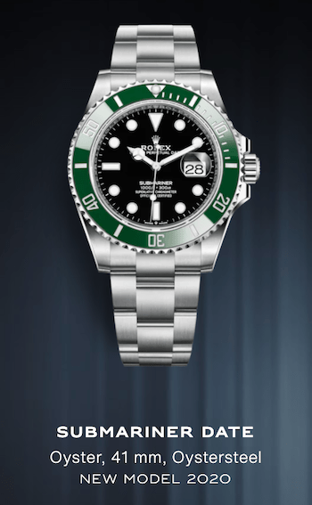 Rolex Submariner 2020 date with a green bezel