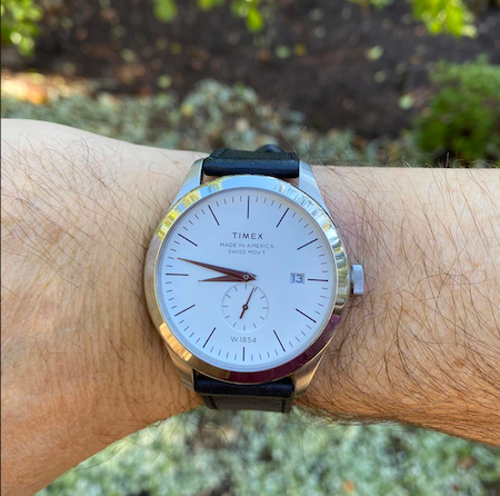 Timex American Documents on wrist (courtesy thetruthaboutwatches.com)